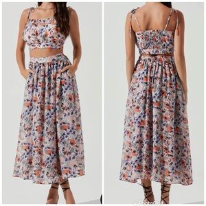 New ASTR Terra Bella Floral Print Maxi Midi Skirt Size Small‎ Full Flowy Boho